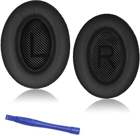 Premium Replacement Ear Pads for Bose QuietComfort 35 (QC35) & QuietComfort 35ii (QC35ii), Headphones Earpads Cushions with Softer Leather and Memory Foam, Black