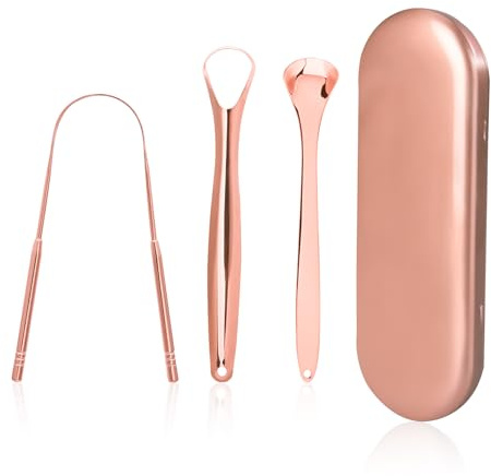 Yesaler Raschietto per Lingua Pulisci Lingua in Acciaio Inossidabile con Scatola 3 Pezzi per Adulti Pulizia Orale Contro l'alitosi