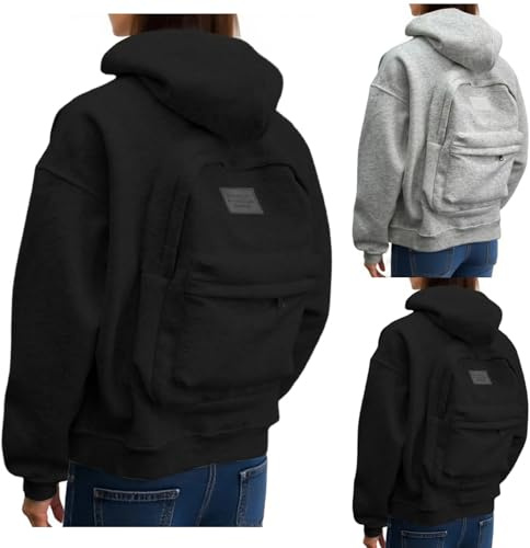Felpa da viaggio da uomo con zaino chiusura lampo viaggio giacca con cappuccio design zaino felpa oversize da donna manica lunga pullover felpa con cappuccio comoda giacca di transizione outdoor sport