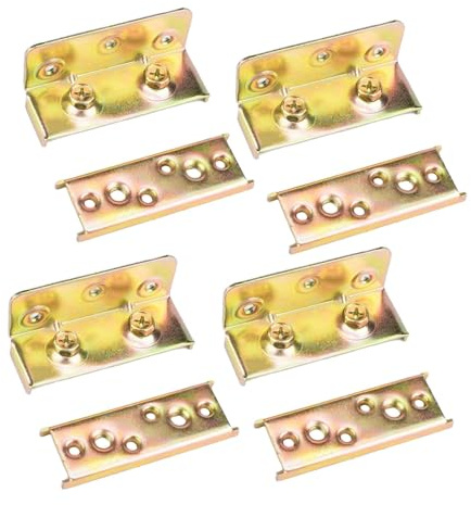 4 Stück Bettgeländer-Halterungen, Verbindungsbeschläge, Möbelbeschläge, Holzbettgestellverbinder, Eisen, Metall, Eckverbindungen, 1,2 mm dick