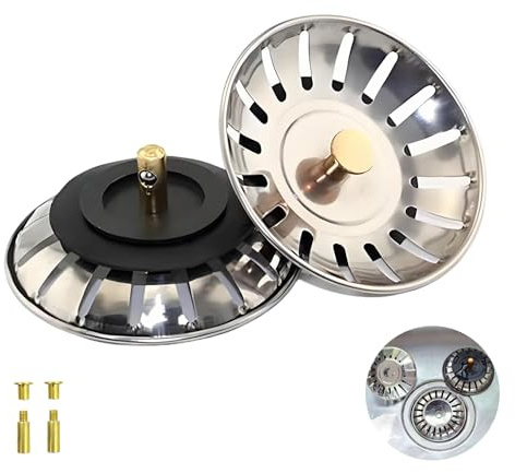 2 Pack Kitchen Sink Plug Strainer - Durable Stainless Steel Sink Plug Replacement for Efficient Food and Hair Filtration, Universal Kitchen sink plug, sink drainer plug, Easy to Clean