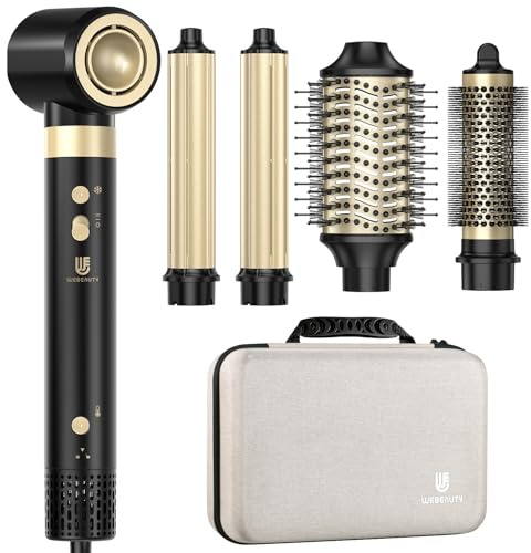 [Doppia Tensione] Spazzola Asciugacapelli & Air Styler 6 in 1, 110000 RPM Asciugatura Rapida, Spazzola Phon ad alta velocità, Arricciacapelli Auto,spazzola per Frangia ricci cura ionica