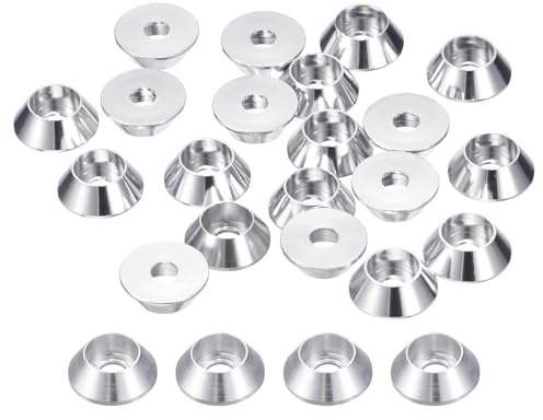 QUARKZMAN Arandelas Cónicas M3, 20 Piezas Arandelas De Aluminio Anodizado, Arandelas De Cabeza Cónica Para Accesorios Mecánicos, Plateado