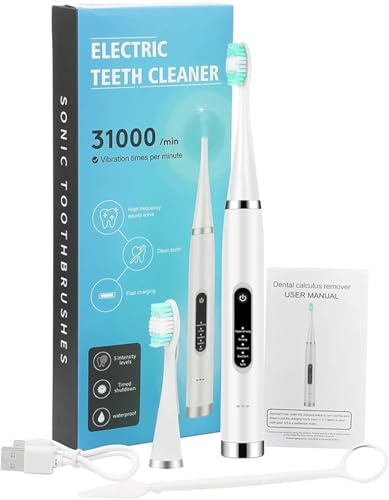 Sonic Toothbrush | Plaque Cleaning Tool for Home Use | Teeth Cleaning Tool for Men Women Kids and Pet Care (White)