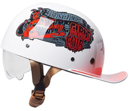 Casco Mezzo Berretto Da Baseball Caschi Jet E Demi-Jet Approvato DOTECE Caschi Cromwell Portatile Con Visiera Scalabile Aperto Casco Per Adulti Uomini Donne Elmetto Scodella V,M:57-58CM