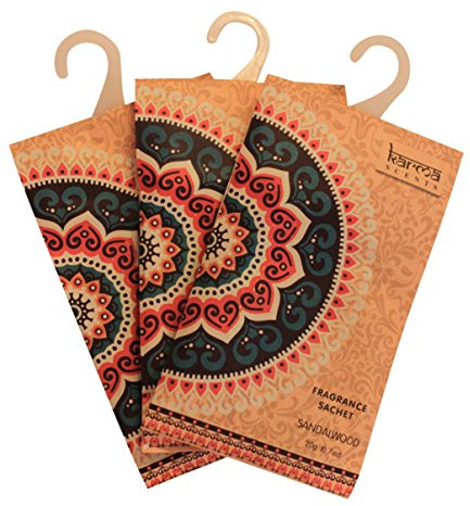 Karma Scents Premium Sandalwood Scented Sachets for Drawers, Closets and Cars, Lovely Fresh Fragrance, Lot of 12 Bags