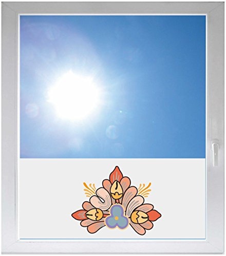 INDIGOS UG - Fensterfolie Blickdicht Ornament Blume - 800x500 mm - Sonnenschutzfolie Fenster - Sichtschutzfolie Fenster Bad, Küche, Fenster, Milchglasfolie