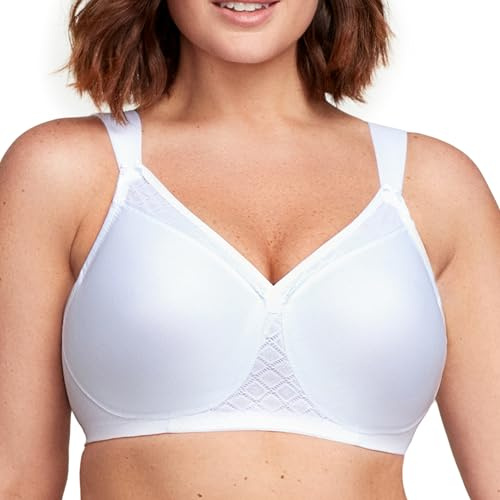 Glamorise Dam Full Figur MagicLift, icke-vadderad bygelfri T-shirt-BH #1080, Vitt, 95H
