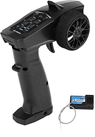 Dilwe RC sändare, 2.4GHZ 3-kanals radiosändar-fjärrkontroll och mottagare för RC bil och båt (91803G-VT)