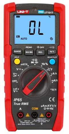 UNI-T UT191E Multímetro Profesional con IP65, 600 V AC/DC, 20A, 10Hz-1MHz
