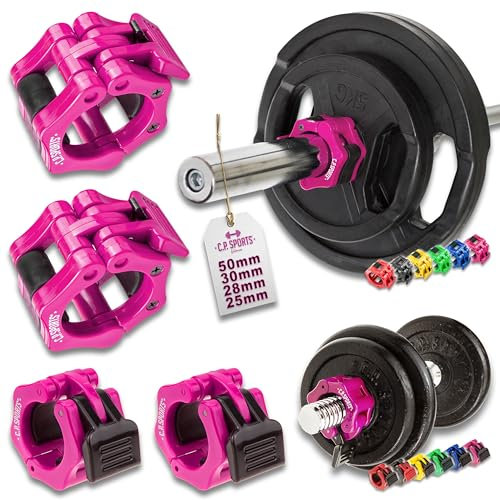 C.P. Sports Schnellverschluss für Hanteln 28 mm I praktischer Hantelverschluss mit Einhandmontage für sicheres Training & schnellen Scheibenwechsel I robuste Kunststoff-Hantelklemme, pink