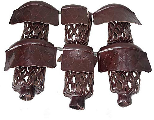 Boshen PU Leder Billardtisch Taschen 6 Stück Braun Billard Taschen Tisch Web Shield Set Drop Bag Netze mit Rautenmuster Schrauben inkl