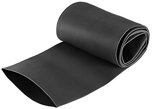 sourcing map Gaine Thermorétractable 60mm Diamètre 98mm Largeur Plate 2:1 Rapport Manchon Câble Tube Rétractable 1m Noir