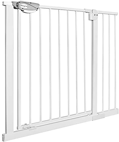 Aufun Türschutzgitter Treppenschutzgitter für Kinder Auto-Close Baby Treppengitter Türgitter, ohne Bohren, 180° Zweiwegeöffnung(95-105 cm, Weiß)