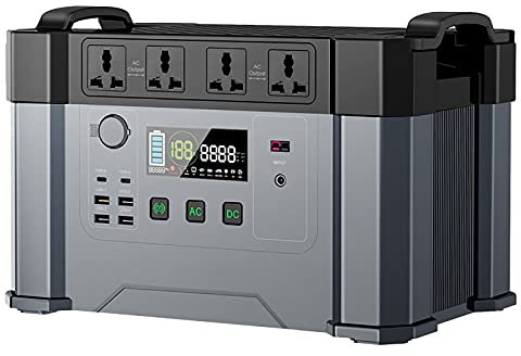 QCLU Portable Power Station 1500Wh/405405mAh Large Capacity Generator, Backup Battery with DC/AC/USB Ports/Type-C Bluetooth APP Control for Outdoors Picnic Fishing Drone Travel Party Camping 2000W Eme