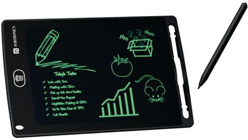 Portronics Ruffpad 8,5E återskrivbar LCD-skrivplatta med appstöd, skärm 21,5 cm (8,5 tum) för att rita, spela, handstilsgåvor för barn och vuxna (svart)