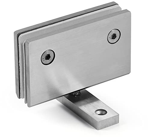 Rahmenloses Glas-Duschtür-Scharniere/Panzerband, 5 mm dickes 304-Edelstahl, nahtlos gegossen, für 8-12 mm Glas geeignet, Bürstetes, 360-Grad Wand-gegen-Glas-Verbindung (1 Stk) | Massiver 5 mm dicker 304 Edelstahl, Befestigung oben unten, für 8 mm - 12 mm dicke rahmenlose Türen