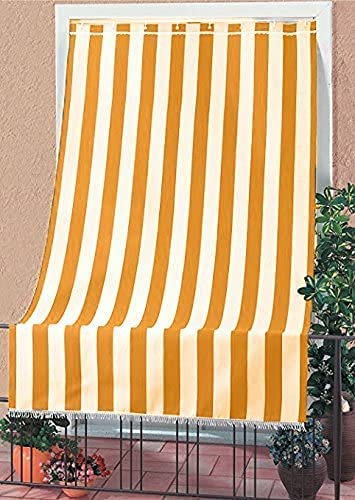 Corredocasa Tenda da Sole a Righe per esterno Balcone Veranda Terrazzo terrazzino casa con Anelli e Ganci Tessuto Resistente da Esterno (300x300 cm,Giallo)