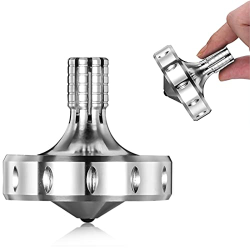 Toupie en métal de précision, Parfaitement équilibrée, Rotation Douce, Longue durée de Rotation, Facilement Plus de 10 Minutes, Jouet EDC Portable (Argenté/M)