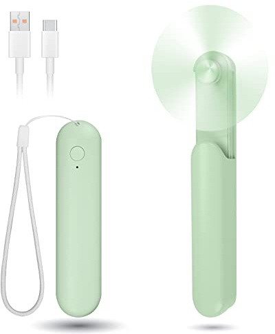 Venforze Mini Fan Handheld, 3 Speeds Rechargeable Quiet Handheld Fan[12-24 Working Hours], Portable Type-C Slider Pocket Personal Small Fan for Travel, Home and Outdoor (Light Green)