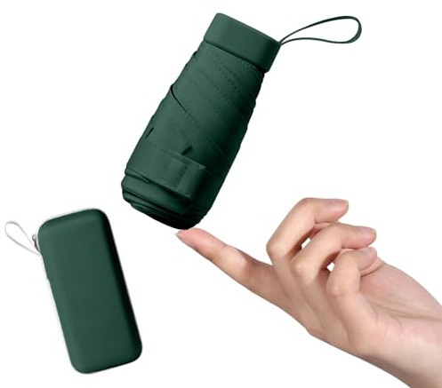 Mayoii Mini Paraguas con Protección UPF50+, Paraguas Bolsillo Compacto Ligero UV Portátil con Caja de Almacenamiento para Mujeres Tamaño de Bolso de Mano