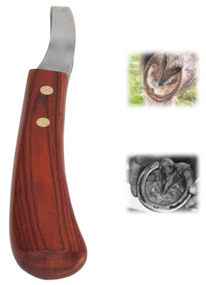 Hovslagare Verktyg, Oval Kniv Häst Hovkniv Multifunktionell Hovskärare med Gummiträhandtag Blad Kolstål Form Hovkniv Skärverktyg för Hästar och Nötkreatur
