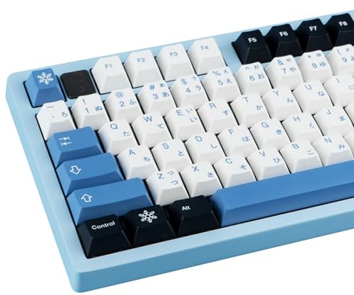GEKUCAP PBT Keycaps - 129 Keys Arctic Keycaps Dye-Sublimation Blue White Set for Gateron Kailh Cherry MX Switch Mechanical Keyboards