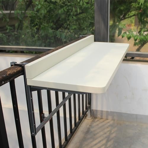 Wandtisch,wandklapptisch,balkon klapptisch zum einhängen,balkontisch zum einhängen,klapptisch balkon,wandtisch klappbar,balkonhängetisch klappbar,stehtisch klappbar ( Color : White , Size : 120*40/47.