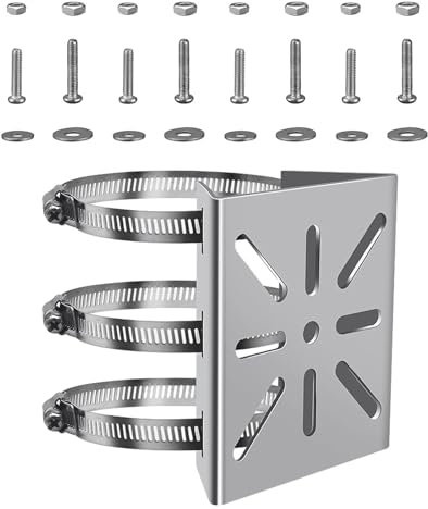 SRTSTR Masthalterung Vertikale Stangenhalterung Kamera Halterung für Überwachungskamera mit 3 Verstellbaren Klemmen Solide Metallmontage Eckhalterung für Bühnenleuchten Sonnenkollektoren CCTV-Kameras