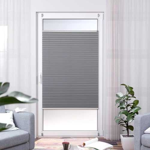 Plissee Thermo ELSA von K-home B70 x H210 cm +++Verdunklung+++, Grau/Silberne Rückseite