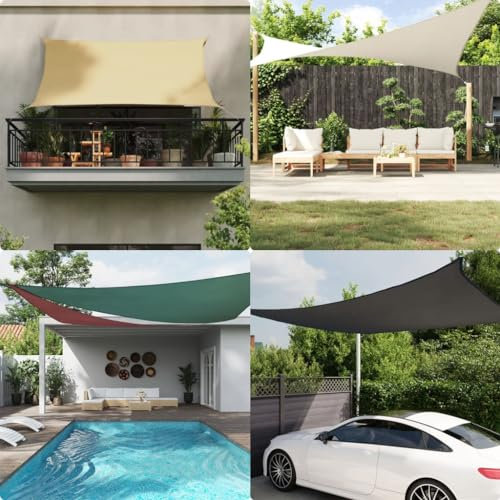 ZEYUAN Sonnensegel Sandfarbe 2,5x2,5 m 100% Polyester Oxford, Sichtschutz Balkon, Balkon Sonnenschutz, Sonnenschutzsegel,Regenschutz Balkon, Seitenmarkise, Sichtschutz Terrasse - 4000409