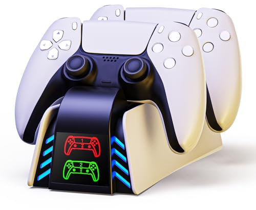 Fanlacy Caricatore Joystick per PS5, Ricarica Rapida con Luce LED, Base Ricarica DualSense Compatibile per PS5