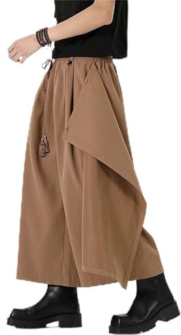 RUMAOZIA Herren Hose Rock Traditioneller Rock Kilt Japanischer Stil Rock Samurai Rock Hose Trend Herbst Winter Freizeithose Herrenhose Einfarbig Samurai Hakama Haremshose Baggy Streetwear