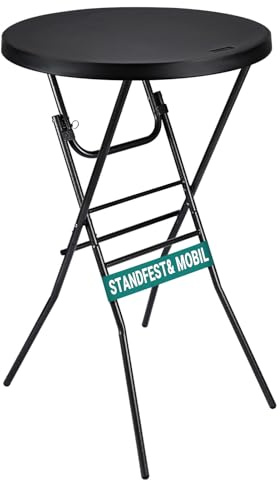Byliable Cocktail Table 28in High Top Round Folding Indoor Outdoor, Plastic Bar Height Foldable Bistro Tall Table for Party, Patio, Dining Room, Kitchen, Events, Removable Locking Legs, Black