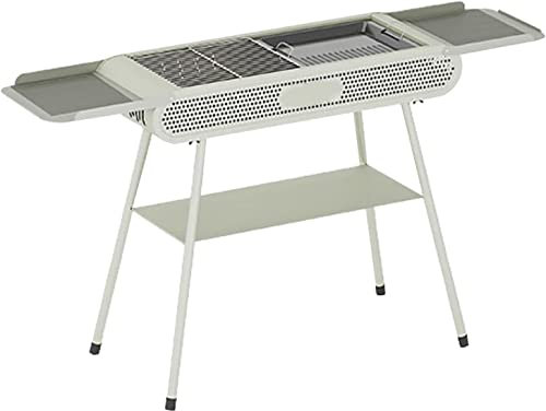 Barbecue au Charbon de Bois Portable, Barbecue avec Trois Planches de Rangement, Barbecue d'extérieur Pliable pour terrasse, Jardin, Pique-Nique, Camping, Barbecue pour 5 à 8 Personnes, Grand Vert