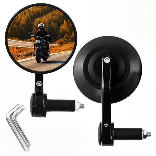 Letgoing Specchietto retrovisore laterale per manubrio moto da 17-20 mm, omologato E24, regolabile a 360°, specchietto retrovisore laterale rotondo per quad scooter ciclomotore CBF125 600 YZF R125