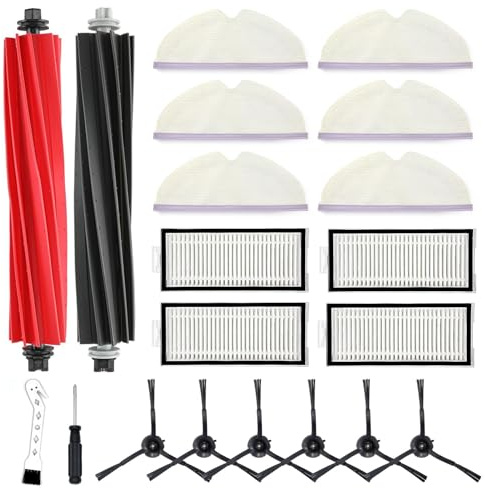 Zubehör für Roborock Q5 Pro/Q5 Pro+/Q8 Max/Q8 Max+ | 2 Hauptbürsten + 4 HEPA-Filter + 6 Wischtücher + 6 Seitenbürsten | Ersatzteile-Set für Saugroboter