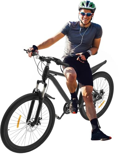 Bollomgy Mountainbike 26 Zoll - Fahrrad für Jungen, Mädchen, Damen und Herren - Scheibenbremse - 21 Gang-Schaltung - geeignet ab 160-185 cm - Rahmen Kohlenstoffstahl MTB