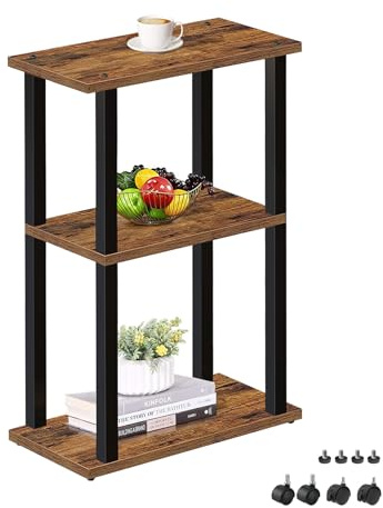 TUTOTAK Kleiner Beistelltisch, schmaler Beistelltisch, Nachttisch, Couch Beistelltisch mit Rollen für Wohnzimmer oder Schlafzimmer, Braun TB01BB061EU
