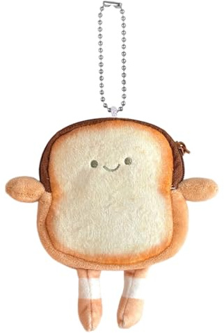 GGUFAY Mini Toast Portemonnaie, Niedliche Plüsch Geldbörse Schlüsselanhänger Damen Geburtstagsgeschenk, Mini-Süßgeldbörsen kleine Cartoon-Münztasche