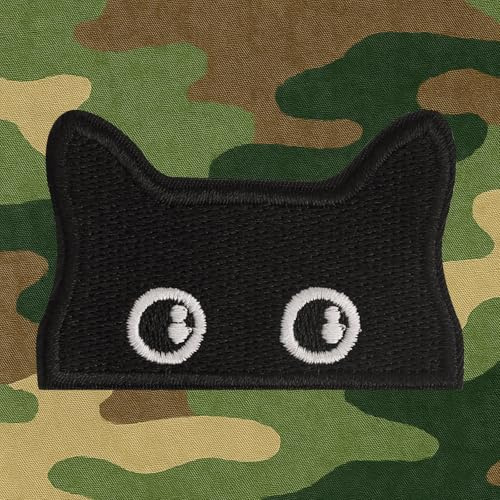 VOSSOT Klett Patches, Patch Süße Neugierige Katze zum Aufbügeln Patches Klett Lustig Klett Taktisch Moral Aufnäher Kinder Applikation Aufnäher Applikation Bügelbild