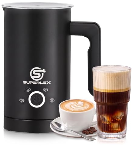 SUPERLEX Electric Milk Frother 4-in-1, 300ml Auto Milk Steamer for Coffee | Milk Warmer & Steamer with Auto Shut Off, Hot & Cold Milk Foam Maker for Latte Cappuccino Hot Chocolate
