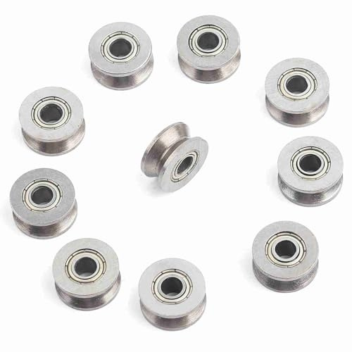 KooingTech 10 Stück V624ZZ Kugellager, Umlenkrolle Klein, Führungsrolle | V Nut Riemenscheibe, 4x13x6mm, Kohlenstoffstahl, Doppelt Abgeschirmt, Wird in Vielen Linearbewegungssystemen Eingesetzt