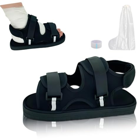 HLIWS Chaussure de Plâtre Postopératoire, chaussure de récupération réglable en plâtre, Chaussure de Rééducation, Pour Pied Blessé Entorse Protection de Plâtre Soutien du Pied- Noir