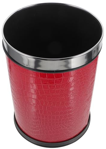 ABOOFAN Poubelle de Chambre Cuir Rouge avec Design Élégant Grand Conteneur à Déchets pour Bureau et pour Salon et Salle de Bain