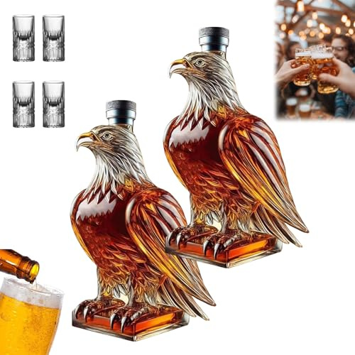 HOPASRISEE Shirem Eaglory, Adler Flasche, Limitierte Oktoberfest-Edition 2025 – Handwerkskunst, Die Den Adlergeist Zum Leben Erweckt, Whisky Flaschen füR Bar Zuhause Hochzeit(Zwei Flaschen)