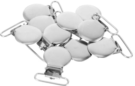 Silberner Metallcliphalter 25mm für Babyzubehör, 10 Stück | Babyclip Halter, zum Befestigen von Beißring und Spielzeug, Kompakt, Leicht zu Reinigen, für Unterwegs