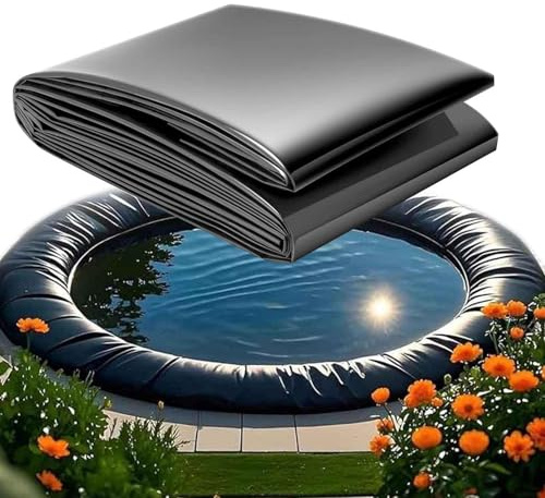 Fodera per laghetto in HDPE per pesci, carpe koi, cascate, giardino, resistente, nera, spessore 5 mm (6 x 12 m), impermeabile e resistente ai raggi UV