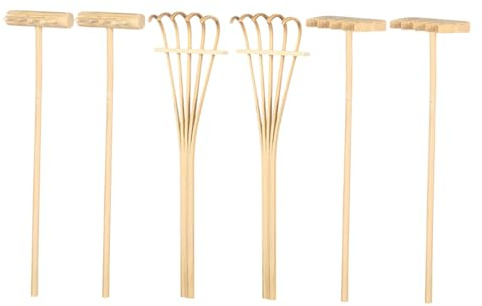 Toyvian 6pièces Râteau à Pierres pour Aménagement Paysager Outils De Jardinage pour Maison De Poupée Mini Râteau De Jardin pour Bac à Sable
