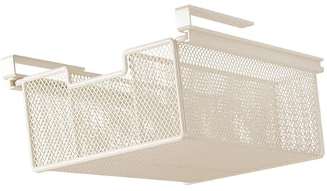 Jiuvaso Panier Tiroir Coulissant Suspendu Organisateur sous Placard Range-sous Vêtements Fonction Accès Pratique Convient pour Dressing Chambre Armoire, Blanc